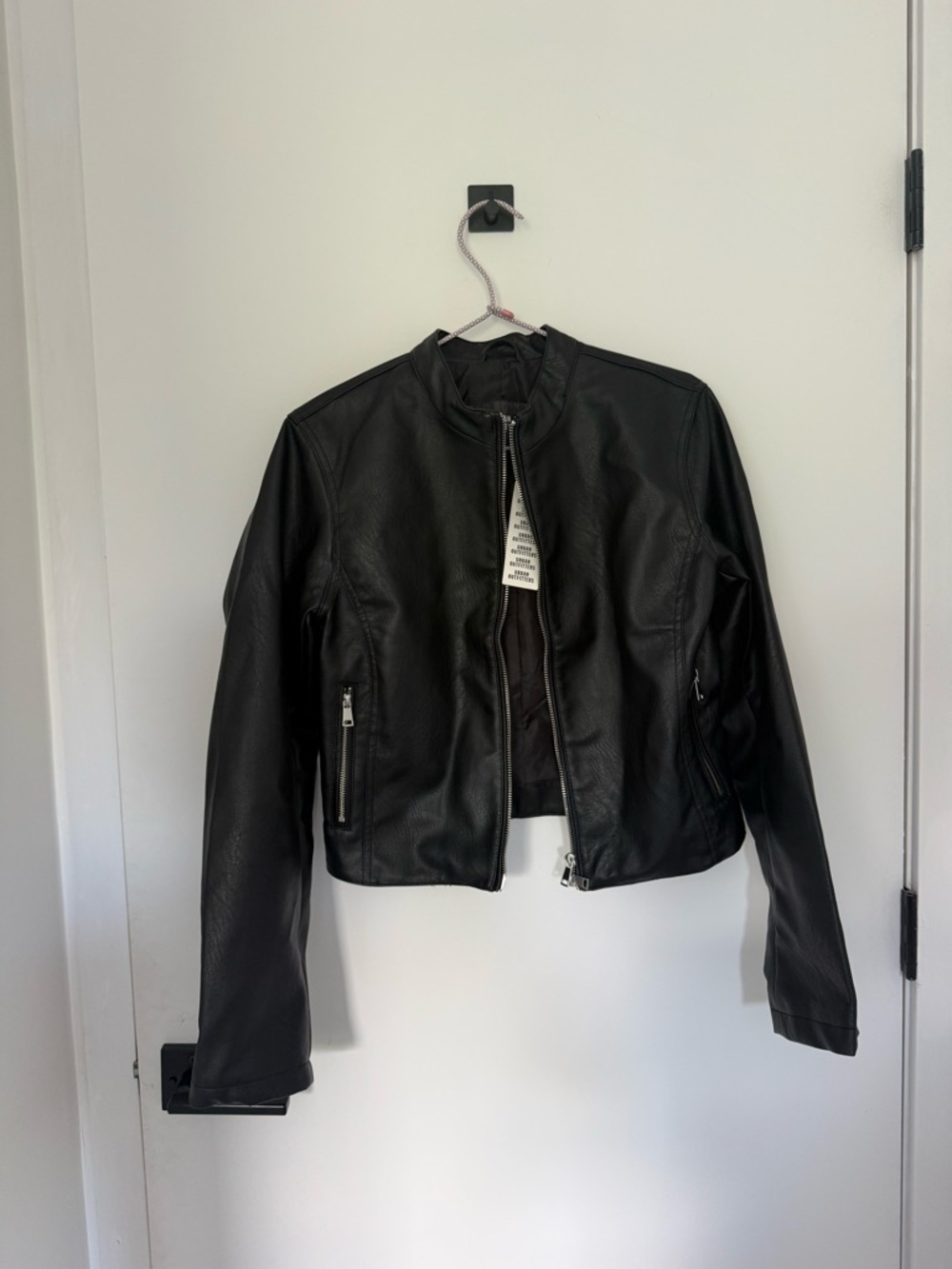 Urban Outfitters Black Faux Leather Double Zip-Front Jacket